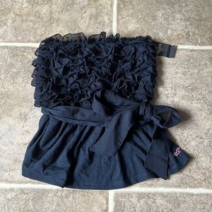 NWT Hollister Navy Blue Ruffle Tube Top Sz S
